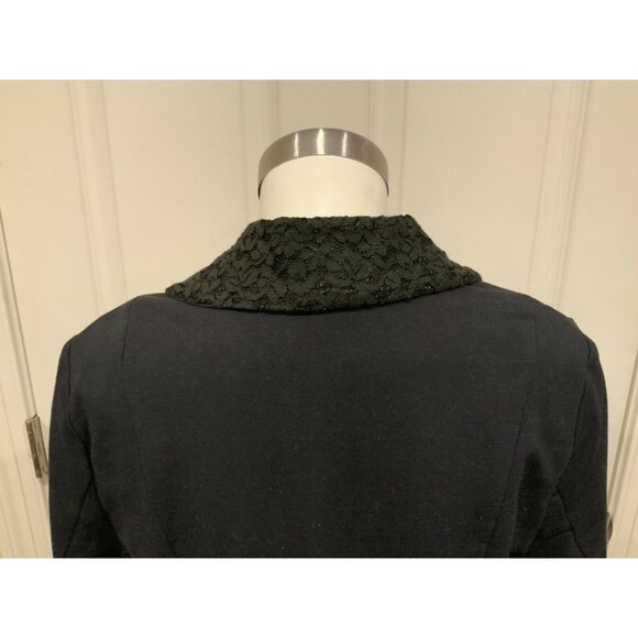 Free People Black Jacket W/ Floral Lace Lapel, Size Large - Picture 8 of 9